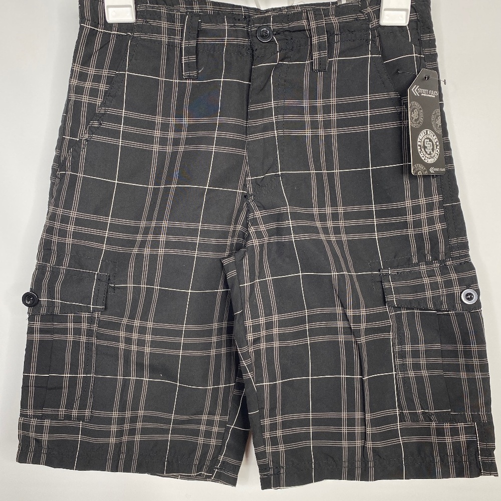 Street Rules Boy's Shorts BLACK W/WHITE PIN STRIPS size 14 NWT